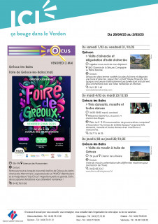 Agenda semaine Verdon du 26 avril au 2 mai 2025