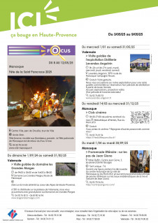 Agenda de la semaine Haute-Provence du 3 au 9 mai