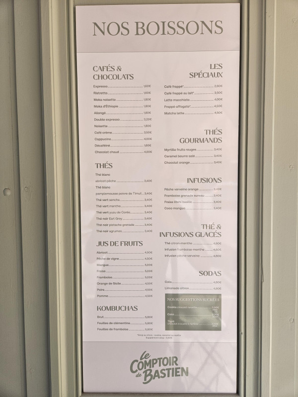 Carte boisson