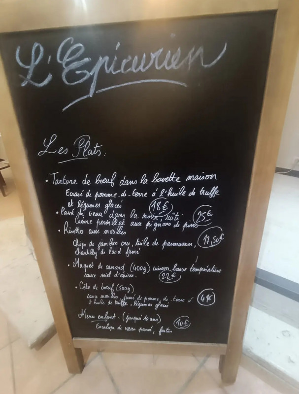 L'ardoise de nos plats