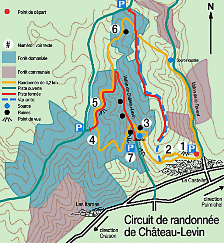 Plan de la randonnée Château Levin - © Castellum Plan de la randonnée Château Levin