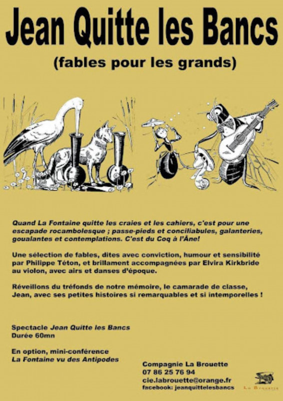 Spectacle et conférence : Jean quitte les bancs - Fables pour les grands_Gréoux-les-Bains
