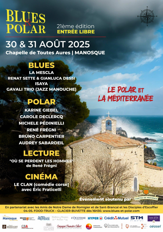 Affiche du Festival Blues & Polar 2025 - 21ème édition à Manosque