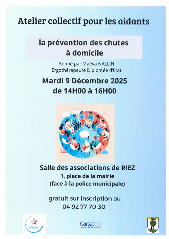 affiche atelier 9 décembre riez - © DR Maison de santé Riez affiche atelier 9 décembre riez
