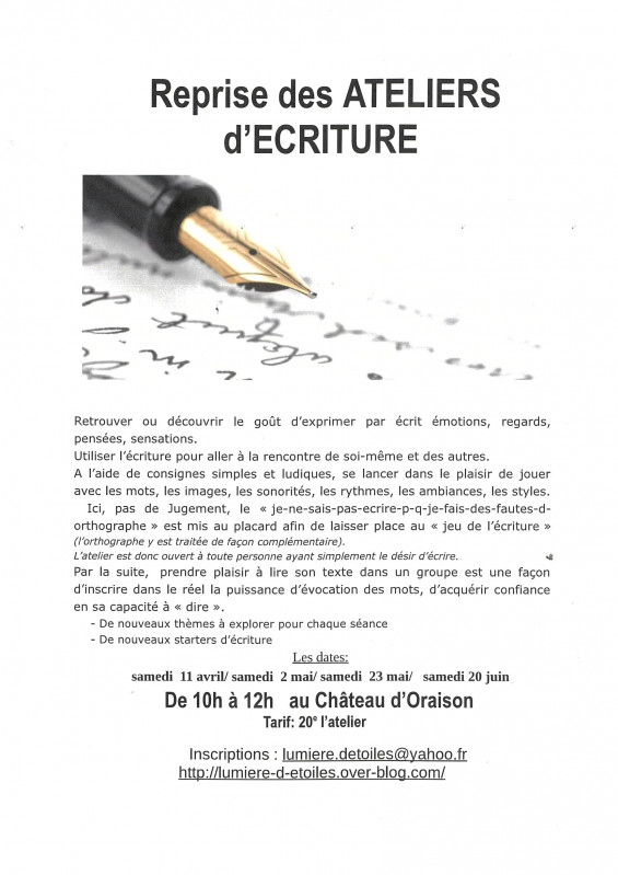 Ateliers d'écriture_Oraison