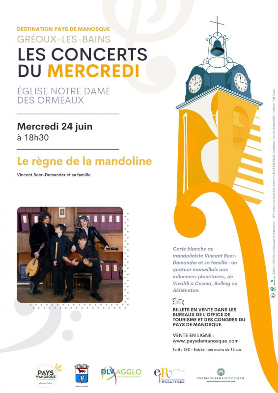 Les concerts du mercredi - Le règne de la mandoline_Gréoux-les-Bains - © Office de tourisme et des congrès du pays de Manosque Les concerts du mercredi - Le règne de la mandoline_Gréoux-les-Bains