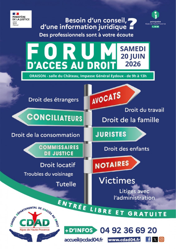 Affiche Forum de l'accès au droit 2026 - © CDAD 04 Affiche Forum de l'accès au droit 2026
