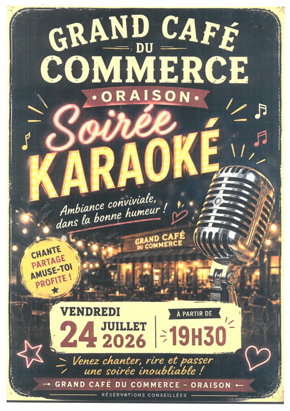 Soirée karaoké_Oraison - © Grand Café du Commerce Soirée karaoké_Oraison