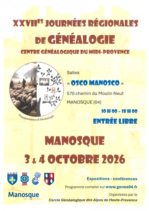 XXVIIème Journées régionales de généalogie_Manosque
