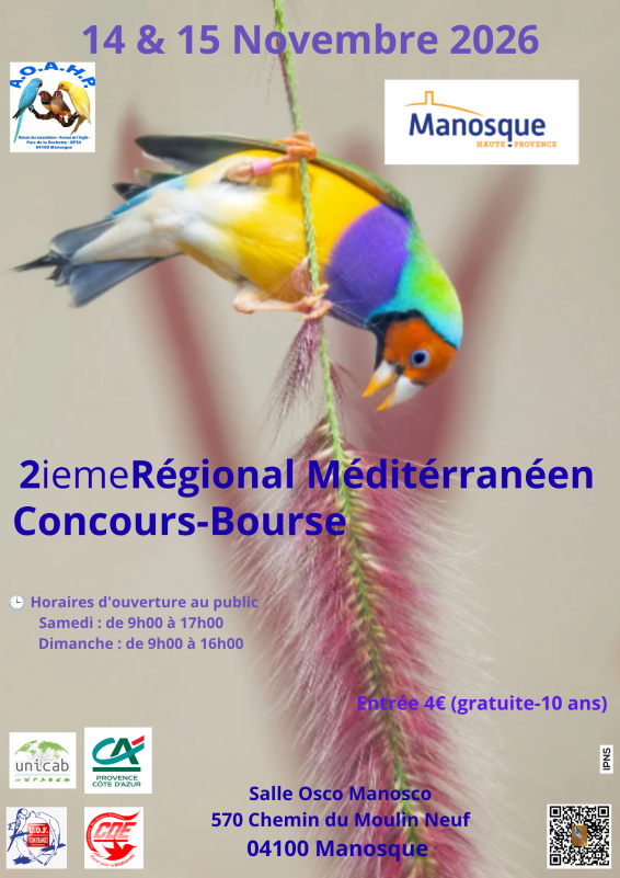 2ème Régional Méditerranéen concours bourse oiseaux_Manosque