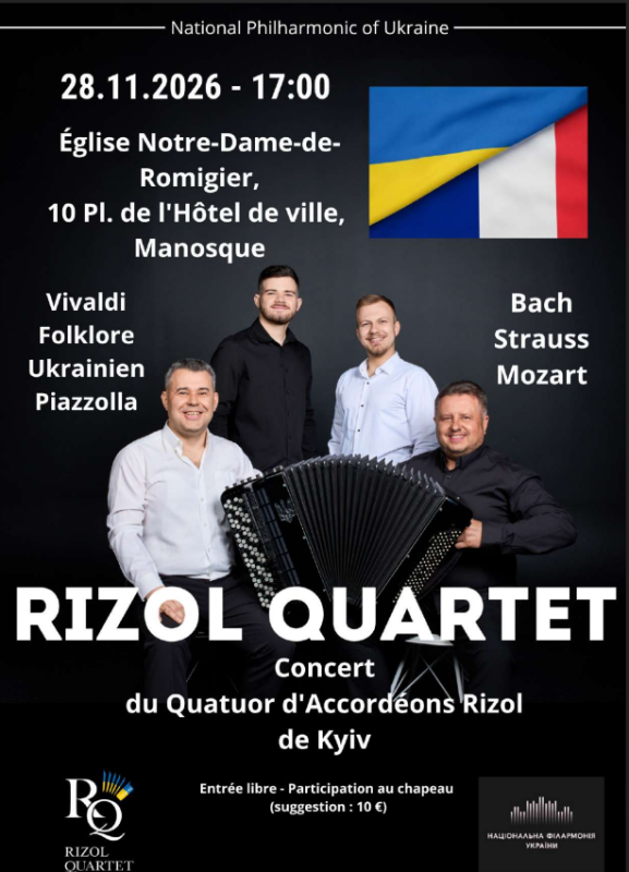 Concert du quatuor d'accordéons Rizol de Kyiv_Manosque